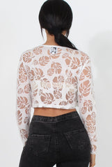 Kira White Burn Out Crop Top