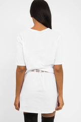White Slogan Distressed T-Shirt Dress - Ashlen