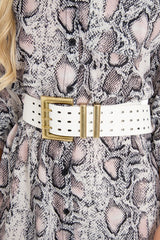 White Faux Leather Wide Waist Belt - London