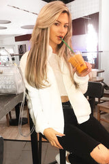 Cream Borg Zip Front Jacket - Danyelle