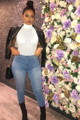 White High Neck Mesh Bodysuit - Inara