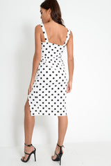 Polka Dot Split Hem Midi Dress - Carleah