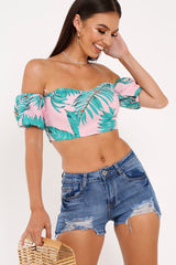 Blue Distressed Denim High Waisted Shorts - Caryl