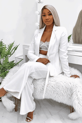 White Tie Front Blazer Wide Leg Trouser Co-Ord - Saphira