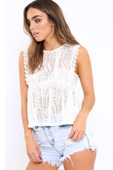 White Lace Peplum Top - Tayten