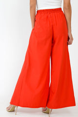 Red Wide Leg Belted Split Front Trousers - Aamira