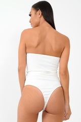 White Cross Over Bardot Bodysuit - Sahari