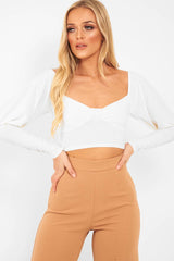 White Slinky Off Shoulder Crop Top - Danni