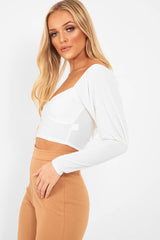 White Slinky Off Shoulder Crop Top - Danni