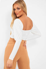 White Slinky Off Shoulder Crop Top - Danni