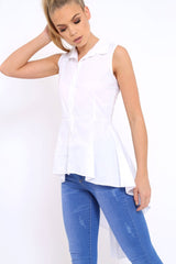 White Dip Hem Sleeveless Shirt - Kiannah