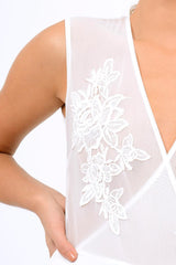 White Mesh Crochet Bodysuit - Valerie