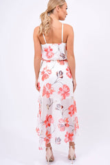 White Floral Dip Hem Maxi Dress - Raina