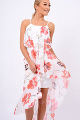 White Floral Dip Hem Maxi Dress - Raina