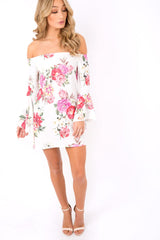 Off Shoulder Flower Dress - Mitsie