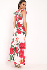 White Floral Frill Sleeve Maxi Dress - Persia