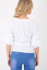 White Wrap Around  Tie Waist Top - Rhianna