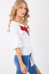 White Wrap Around  Tie Waist Top - Rhianna