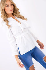 White Frill Lace Up Shirt - Alayah