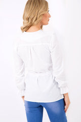 White Frill Lace Up Shirt - Alayah