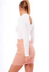 White High Neck Corset Detail Bodysuit - Hilda