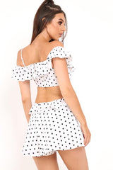 Polka Dot Frill Cut Out Playsuit - Karris