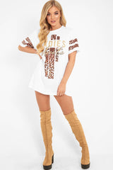 White Leopard Ladies Unite Slogan T-Shirt - Kayzlee