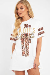 White Leopard Ladies Unite Slogan T-Shirt - Kayzlee