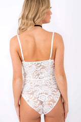 White Tie Front Lace Bodysuit - Tiana