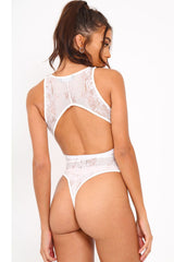 White Lace Sleeveless Open Back Bodysuit - Molina