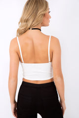 White Lace Up Crop Top - Cindi