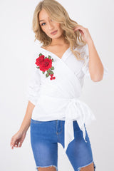 White Wrap Around  Tie Waist Top - Rhianna