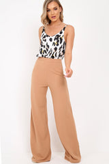 White Leopard Print Satin Cami Strap Top - Aalyah