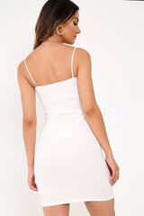 White Cross Over Plunge Mini Dress - Livianna