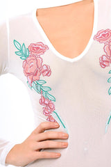 White Mesh Floral Choker Bodysuit - Bryleigh