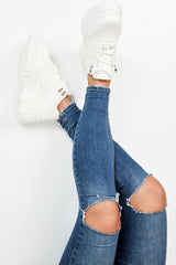 White Two Tone Extreme Sole Chunky Trainers - Miara