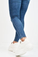 White Two Tone Extreme Sole Chunky Trainers - Miara