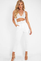 White Mesh Harness Applique Bralet - Nikyla