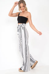 White Polka Dot Paper Bag Wide Leg Trousers - Aadhya