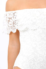 white Lace Bardot Bodysuit - Rae