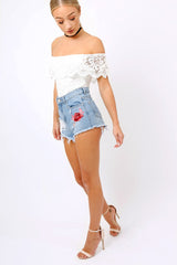 white Lace Bardot Bodysuit - Rae