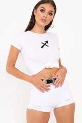 White Sagittarius Star Sign T-Shirt - Adalee