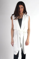 Francesca White Sleeveless Waterfall Jacket