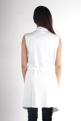 Francesca White Sleeveless Waterfall Jacket