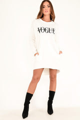 White Vogue Slogan Oversized Jumper - Bray
