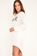 White Vogue Slogan Oversized Jumper - Bray