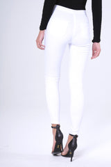 White High Waisted Ripped Knee Jeans - Camisha