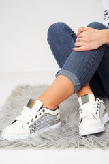 White Net Chunky Sole Lace Up Trainers - Shanae