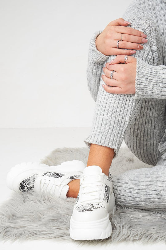 White Snake Extreme Chunky Lace Up Trainers - Carmia