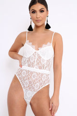 White Lace Flower Bodysuit - Faylen